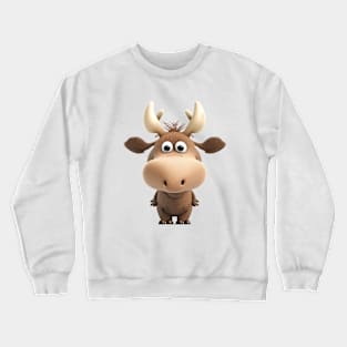 Stag Deer Cute Adorable Humorous Illustration Crewneck Sweatshirt